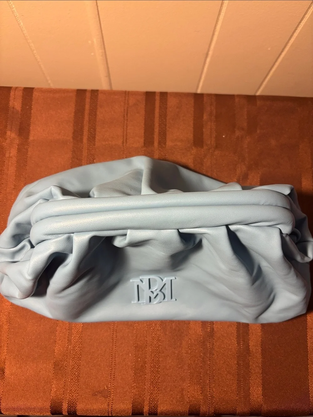 NWT Badgley Mischka Slouchy Cloud Clutch Bag with Chain Strap - Light Blue